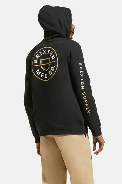 Brixton Mens Black/Sand/White Crest Hoodie