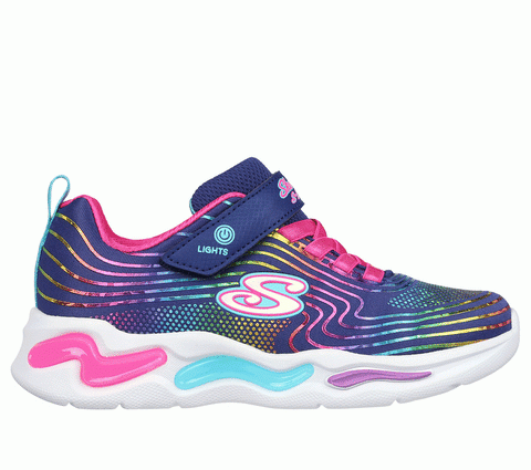 Skechers Toddler Girls Navy/Multi Wavy Beams Running Shoe