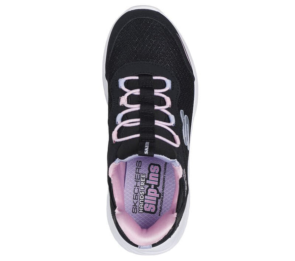 Skechers Girls Black Bounder Simple Cute Slip-Ins Shoes