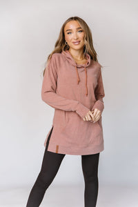 Ampersand Ave Ladies Burnt Sienna Sideslit Hoodie