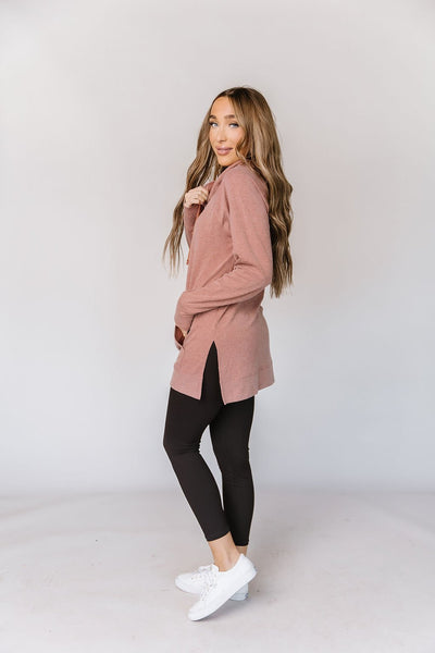 Ampersand Ave Ladies Burnt Sienna Sideslit Hoodie