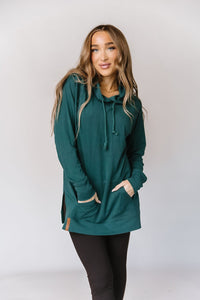 Ampersand Ave Ladies Teal Sideslit Hoodie