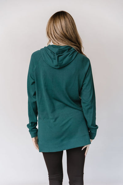 Ampersand Ave Ladies Teal Sideslit Hoodie