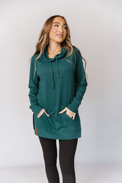 Ampersand Ave Ladies Teal Sideslit Hoodie