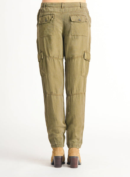 Dex Ladies Tencel Straight Leg Dusty Olive Cargo Pant