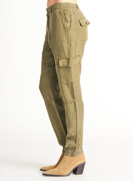 Dex Ladies Tencel Straight Leg Dusty Olive Cargo Pant