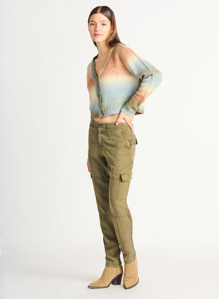 Dex Ladies Tencel Straight Leg Dusty Olive Cargo Pant