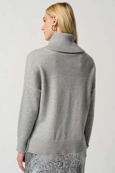 Joseph Ribkoff Light Grey Melange Cowlneck Sweater