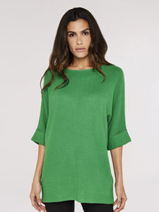 Apricot Ladies Waffle Batwing Green Top