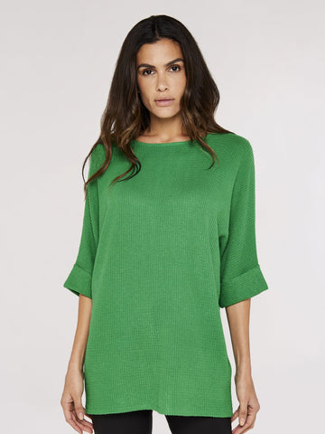 Apricot Ladies Waffle Batwing Green Top