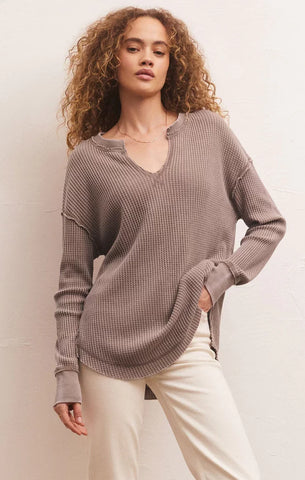 Z Supply Ladies Driftwood Thermal LS Top