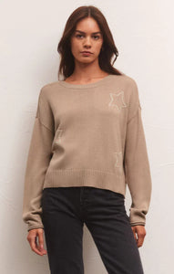 Z Supply Ladies Sienna Open Star Birch Sweater