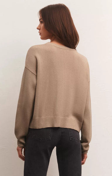 Z Supply Ladies Sienna Open Star Birch Sweater