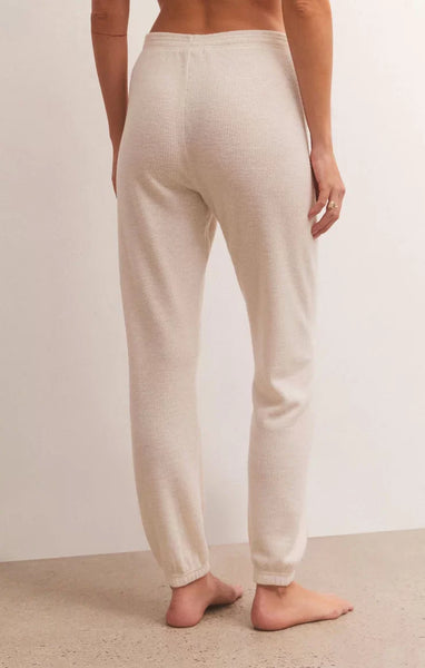 Z Supply Ladies Cozy Days Light Oatmeal Thermal Jogger