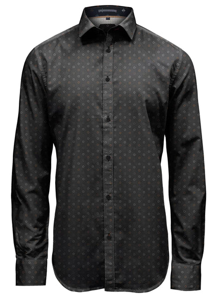 Point Zero Mens Niall Black Luxury Print Shirt