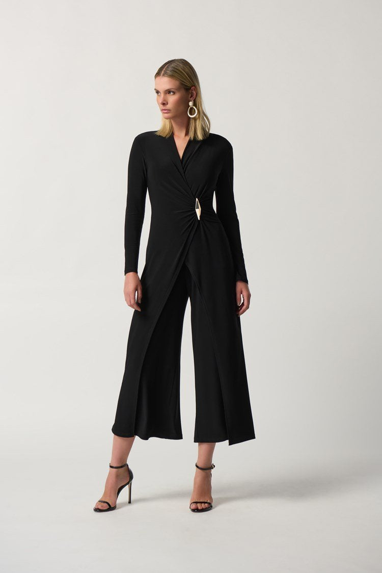 Joseph Ribkoff Ladies Wrap Culotte Black Jumpsuit