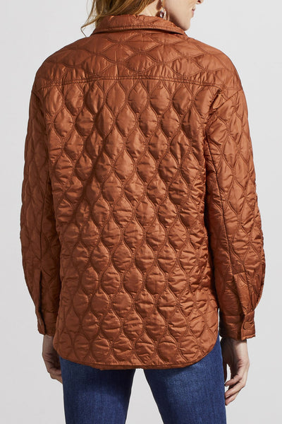 Tribal Ladies Mocha Quilted Snapped Front Shacket