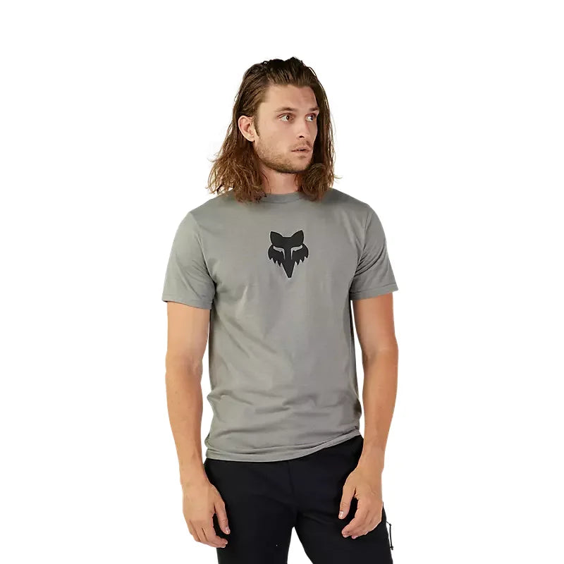 Fox Mens Heather Graphite Grey Fox Head SS Prem Tshirt