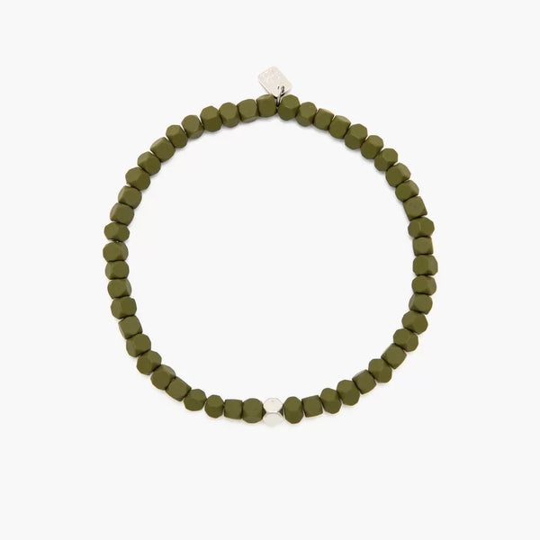 Pura Vida Mens Olive Coated Hematite Stretch Bracelet