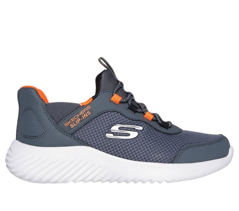 Skechers Boys Charcoal/Orange Bounder Brisk Burst Slip In Shoes