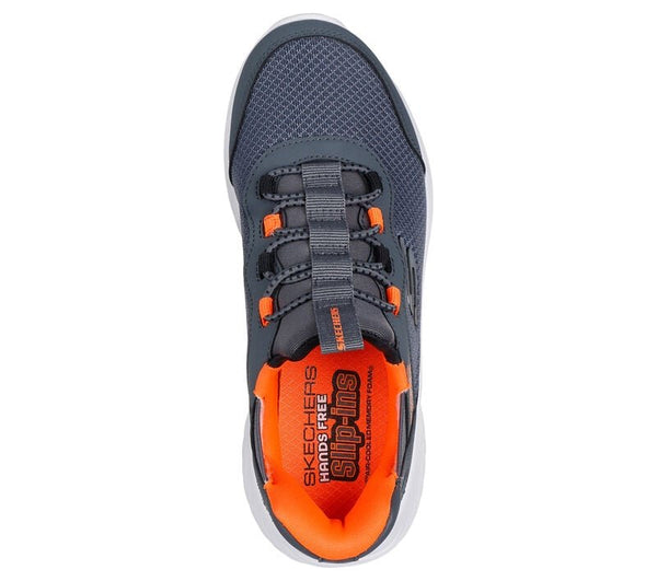 Skechers Boys Charcoal/Orange Bounder Brisk Burst Slip In Shoes