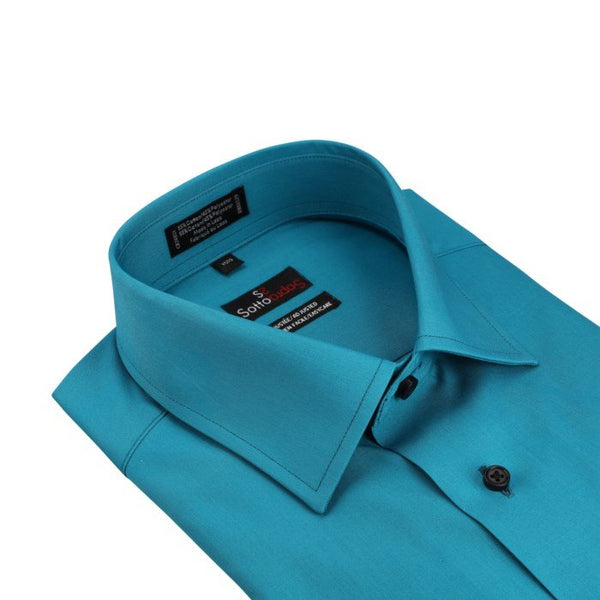 Leo Chevalier Mens Sottosopra Adjusted Fit Teal Green Dress Shirt