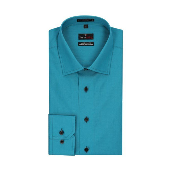 Leo Chevalier Mens Sottosopra Adjusted Fit Teal Green Dress Shirt