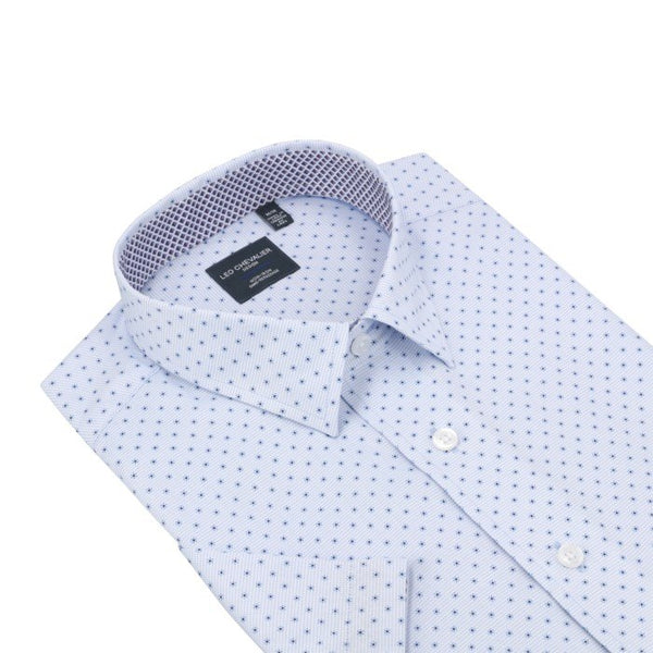 Leo Chevalier Mens White Print Regular Fit Non-Iron SS Sport Shirt