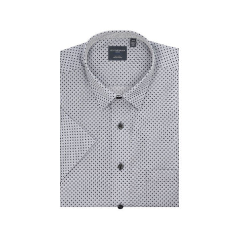 Leo Chevalier Mens Grey Print Diamond Geo Regular Fit Non-Iron SS Sport Shirt