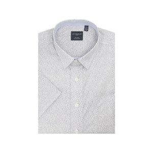 Leo Chevalier Mens White Wave Print Regular Fit Non-Iron SS Sport Shirt