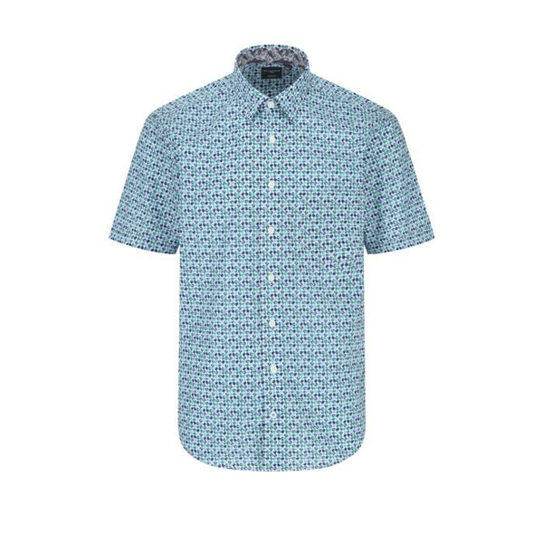 Leo Chevalier Mens Mint Print SS Non Iron Sport Shirt