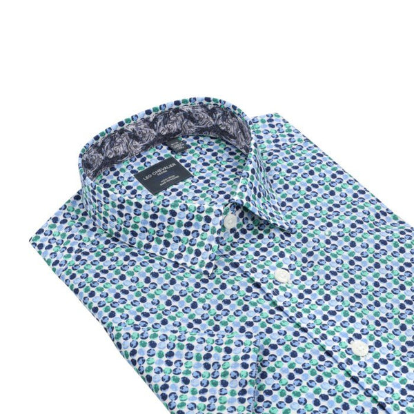 Leo Chevalier Mens Mint Print SS Non Iron Sport Shirt