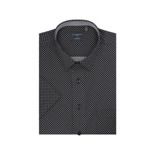 Leo Chevalier Mens Black Print SS Non Iron Sport Shirt