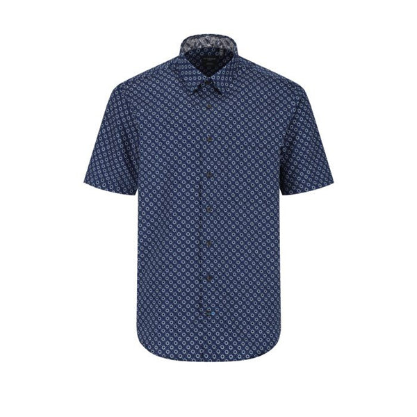 Leo Chevalier Mens Navy Circles Print SS Non Iron Sport Shirt