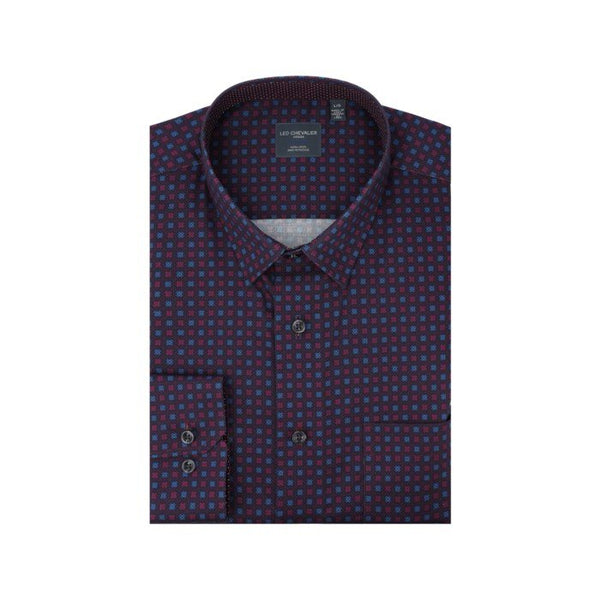 Leo Chevalier Mens Wine Hidden Button Down No Iron Shirt