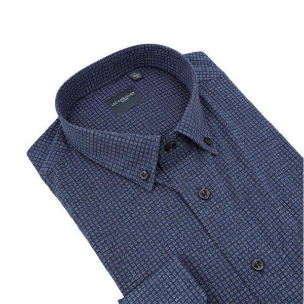 Leo Chevalier Mens Navy Knit Button Down Sport Shirt