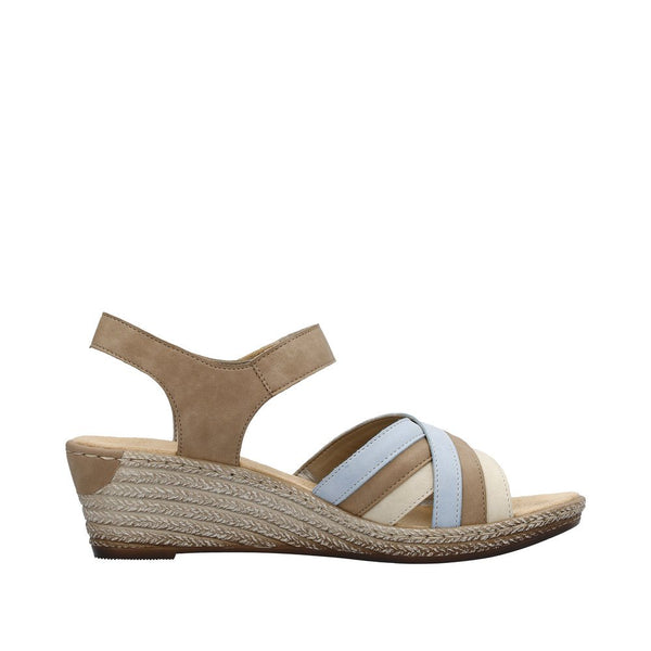 Rieker Ladies Beige Combination 62457-90 Fanni Sandal