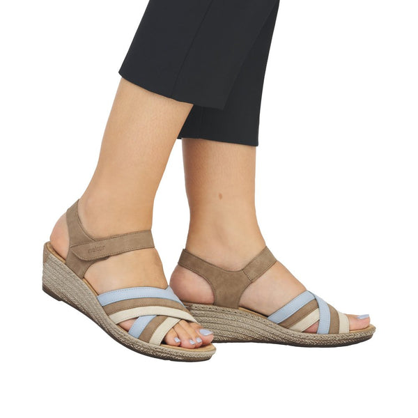 Rieker Ladies Beige Combination 62457-90 Fanni Sandal