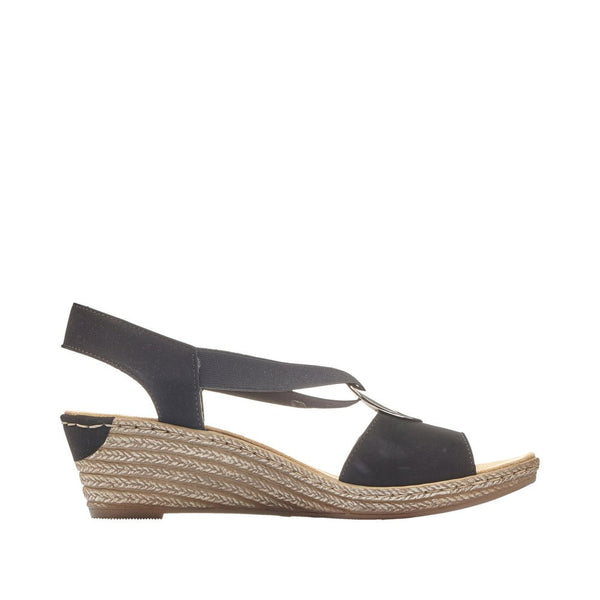 Rieker Ladies Black 624H6-00 Fanni Sandal