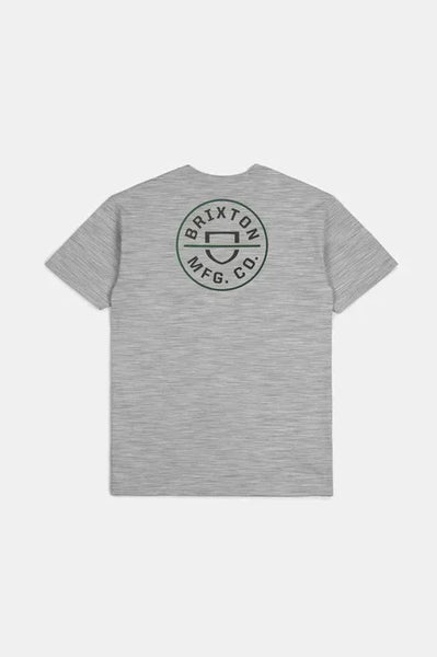 Brixton mens Heather Grey/Washed Black/Pine Crest II SS Tshirt