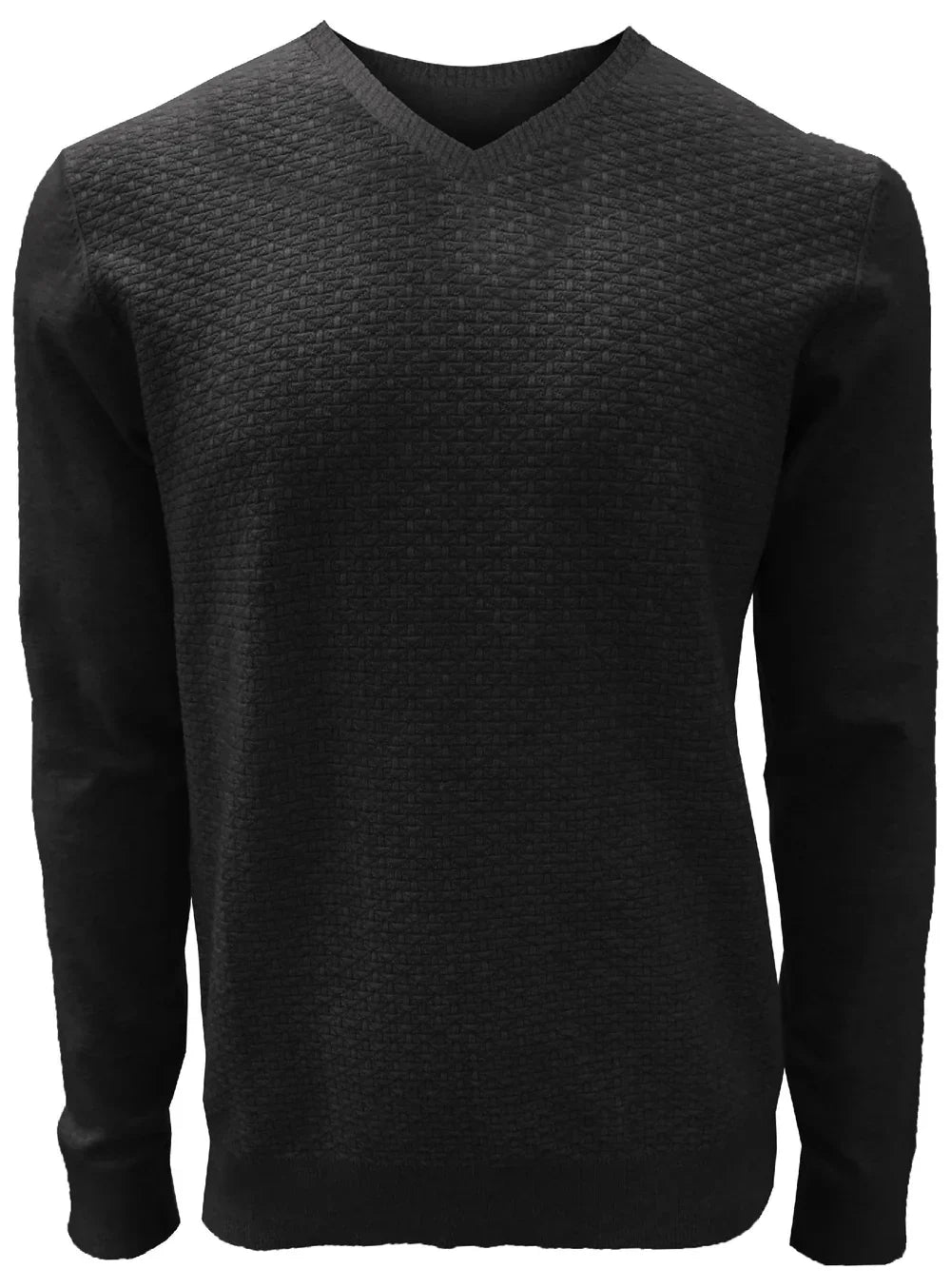 Point Zero Mens Black Cashmere Inspired V-Neck Sweater