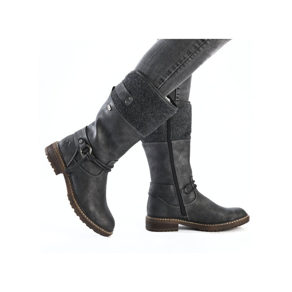 Rieker Ladies Grey Dominika Tall Lined Boots