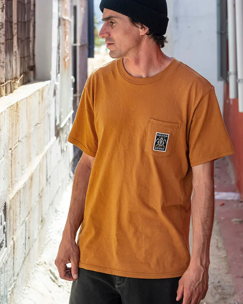 Volcom Mens Chestnut Brown Pocket Label SS Tshirt