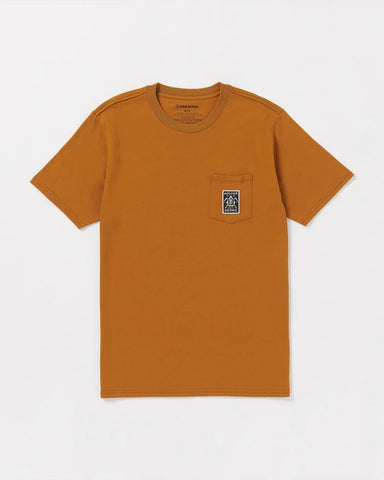 Volcom Mens Chestnut Brown Pocket Label SS Tshirt