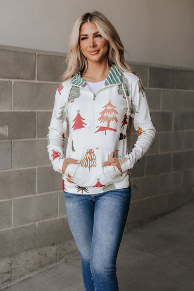 Ampersand Ave Ladies Happy Holidays HalfZip Sweatshirt