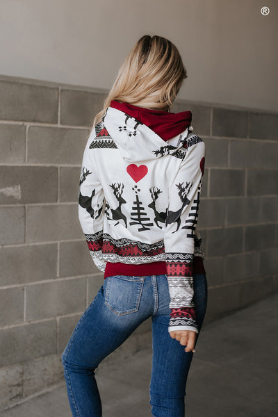 Ampersand Ave Ladies Winter Wonderland Doublehood Sweatshirt