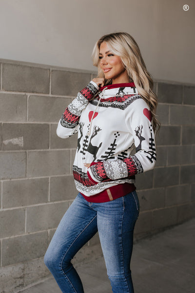 Ampersand Ave Ladies Winter Wonderland Doublehood Sweatshirt