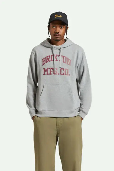 Brixton Mens Heather Grey Broken In Hoodie