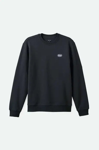 Brixton Mens Washed Black Parson Patch Crewneck Sweater