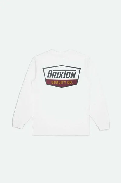 Brixton Mens White/Charcoal/Mahogany Regal LS Tshirt